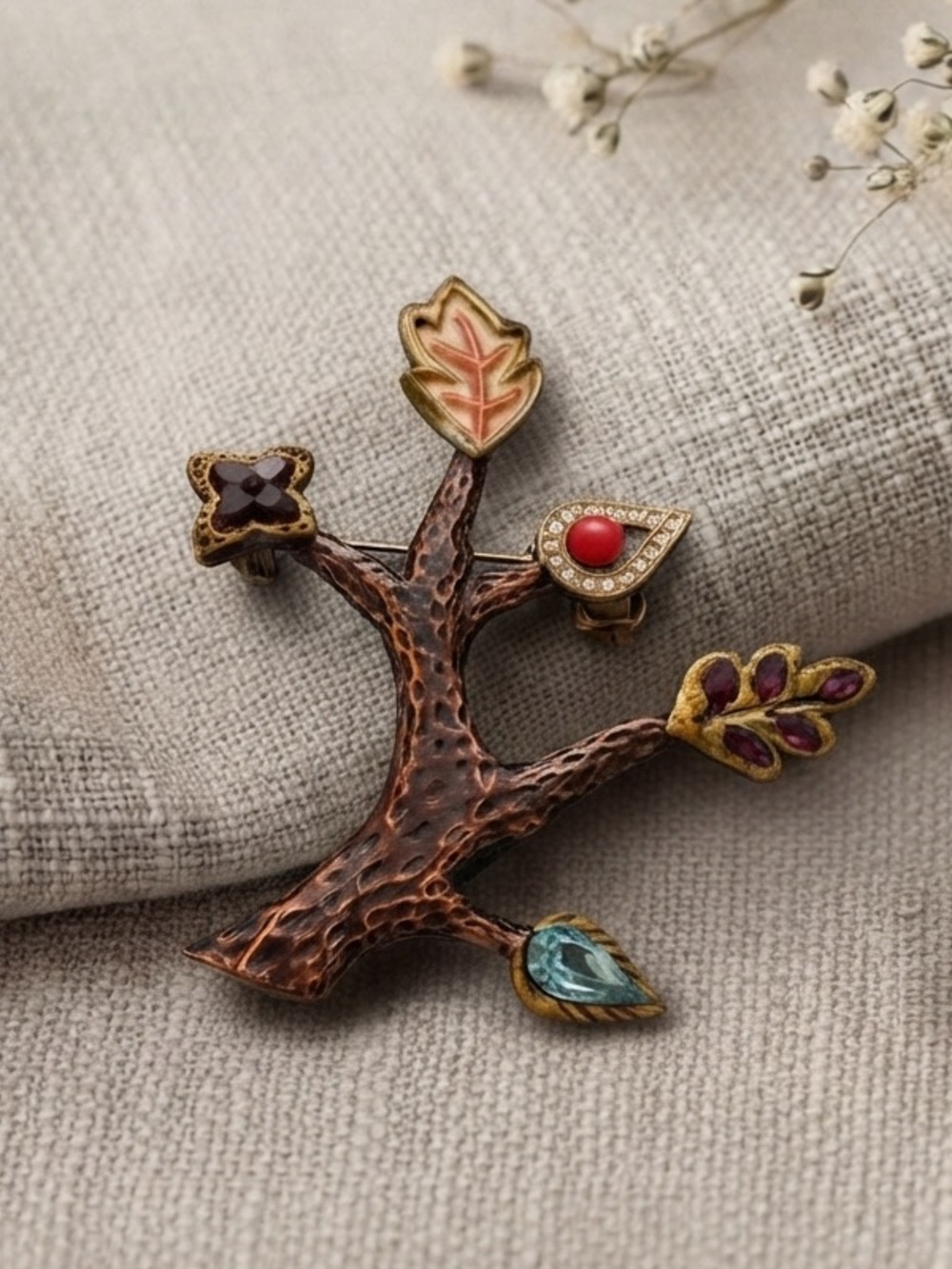 Happy Fingers Vintage Tree of Life Brooch